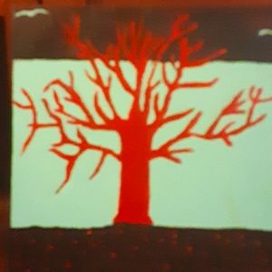 Red tree oil on canvas painting